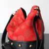 Sac à bandoulière cuir Rouge et noir, sac cuir clouté tendance et unique - Image 2
