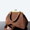Sac à main en cuir marron style Docteur fabriqué en France