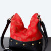Sac à bandoulière cuir Rouge et noir, sac cuir clouté tendance et unique