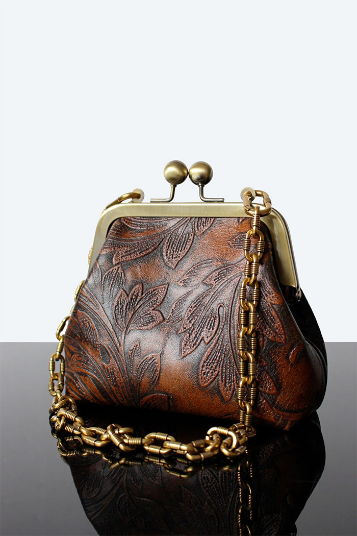 Sac à Main En Cuir Véritable Andréa Lanzi - Couleur Fauve - Taille Moyenne - Occasion