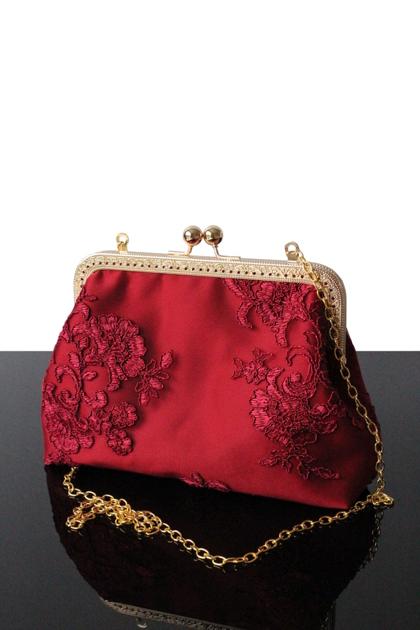 Pochette mariage et soirée en dentelle Rouge