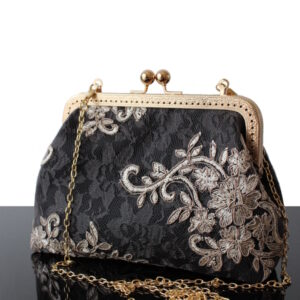 Sac Mariage et soirée en satin Noir et dentelle raffine
